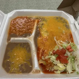 Enchilad combo - one of each...buried under all that love/goodness!!