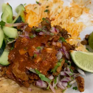 a plate of mexican food