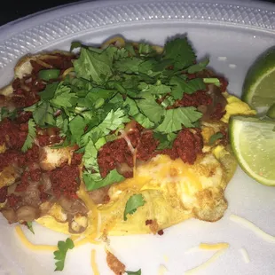 Breakfast tostada with chorizo - Yum!!