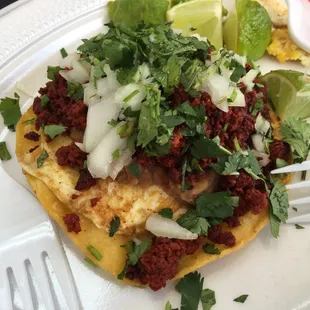 Tostada ranchera with chorizo...so good!