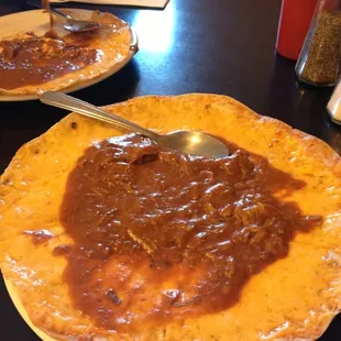 Cheese Crisp with chili.