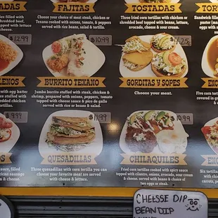 menu, tacos