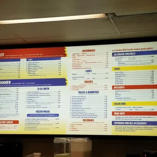 Menu board