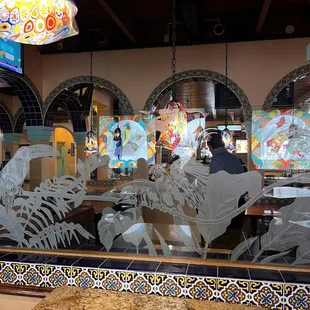 a view of the dining area