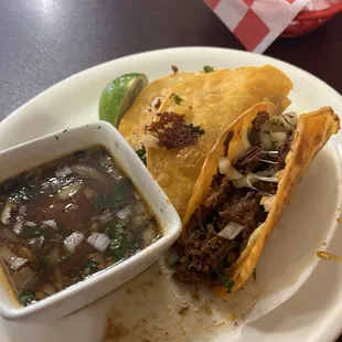 Quesabirra Tacos $14 for three. So worth it!