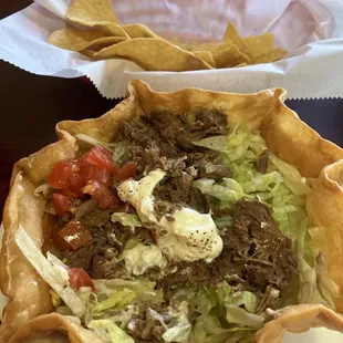 Fiesta shredded beef taco salad