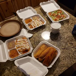 A little spread! Wonderful!! Just wish we had salsa!!