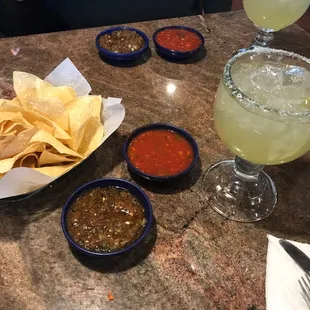 Started with chips &amp; salsa, large margaritas!