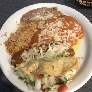 #4. Chile-Relleno, Crispy Beef Taco, and Cheese Enchilada