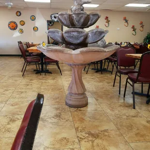 a fountain in a restaurant