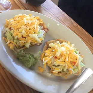 Deluxe tostadas w/ ground beef (hold the sour cream)