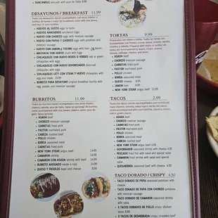 sushi and sashimi, menu