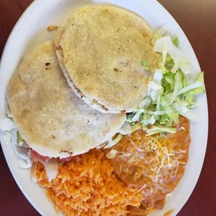 Gorditas dinner. Choose either shredded pork/steak or chicken. Excellent!
