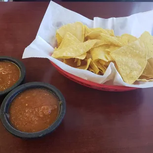 Complimentary chips and homemade salsa.