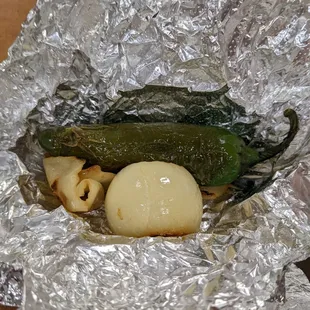 Grilled jalapeno and onion
