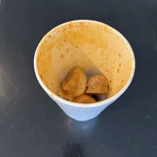 The bones took up half of the container.