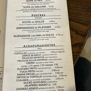 menu