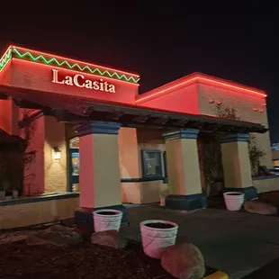 outside of restaurant at night