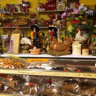 a display case with a variety of baked goods