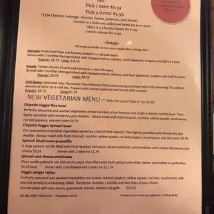 a menu for a restaurant