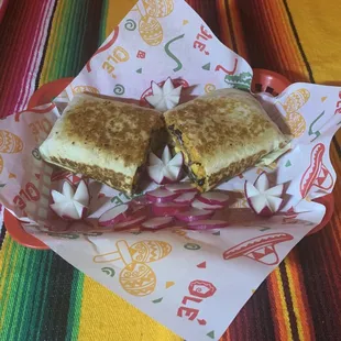 a sandwich in a basket