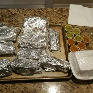 a tray of food on a counter