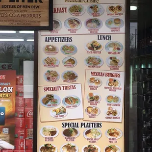 Menu posted outside