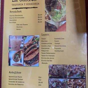 tacos, menu