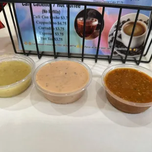 Delicious sauces and very nice picante