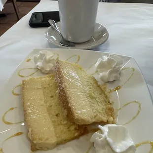 Her flan cocho with cafe con leche