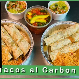 Tacos al carbon and our vuelve a la vida.