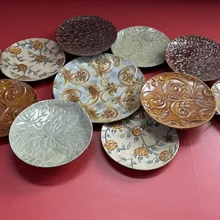 Beautiful plates on the wall.