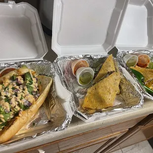 Torta asada, burrito asada, and gringa