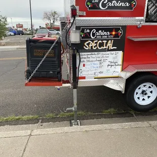 These were the featured specials. Prices are reasonable and credit cards are accepted.