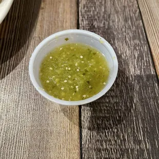 Green sauce. You can get regular or with habanero. I recommend with habanero.