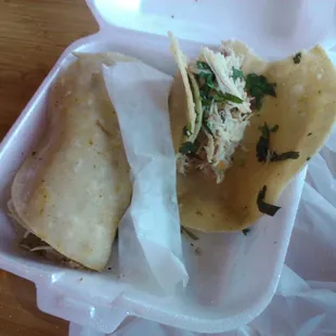 These 2 bargain basement chicken tacos were so good that I had already chomped into them.