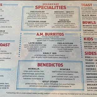 Brunch Menu (side 1)