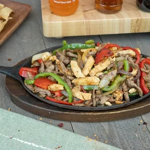 a skillet of food