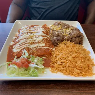 Shrimp enchiladas plate