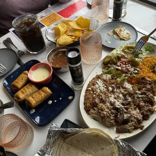 Carnita plate Mini beef chimichangas