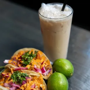 two tacos and a drink