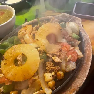 Steak, Chicken and shrimp fajitas!