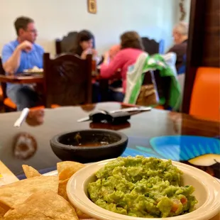 Made to order guacamole with fresh crispy chips