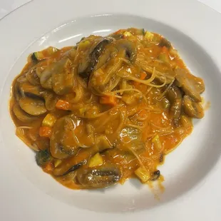 Angel hair pasta with vegetables