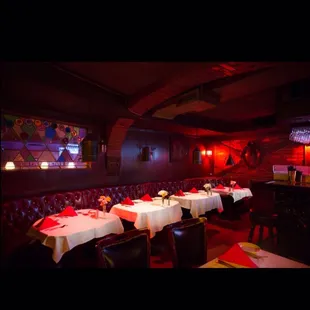 Cozy booth seating at La Cave!