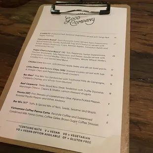 Food menu