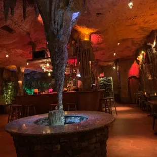 a fountain in the middle of a restaurant