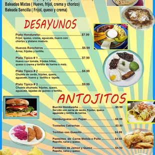 the menu for the restaurant