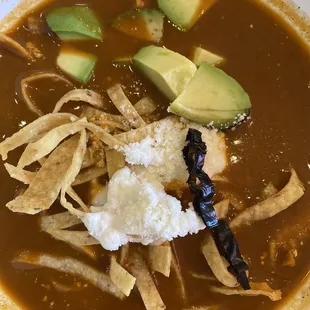 a bowl of tortilla soup