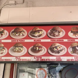 the menu of the restaurant